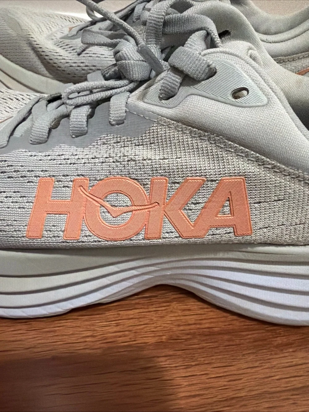 Hoka One One Bondi 8B 1127952-HMLR US 8B Running Shoes Gray Mesh Sneakers